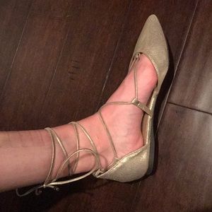 Breckelles Shoes - gold lace up pointed toe shoes Breckelles Shoes - gold lace up pointed toe shoes